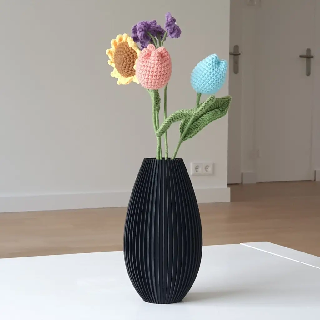 Moderne vase ribbet - Billede 2